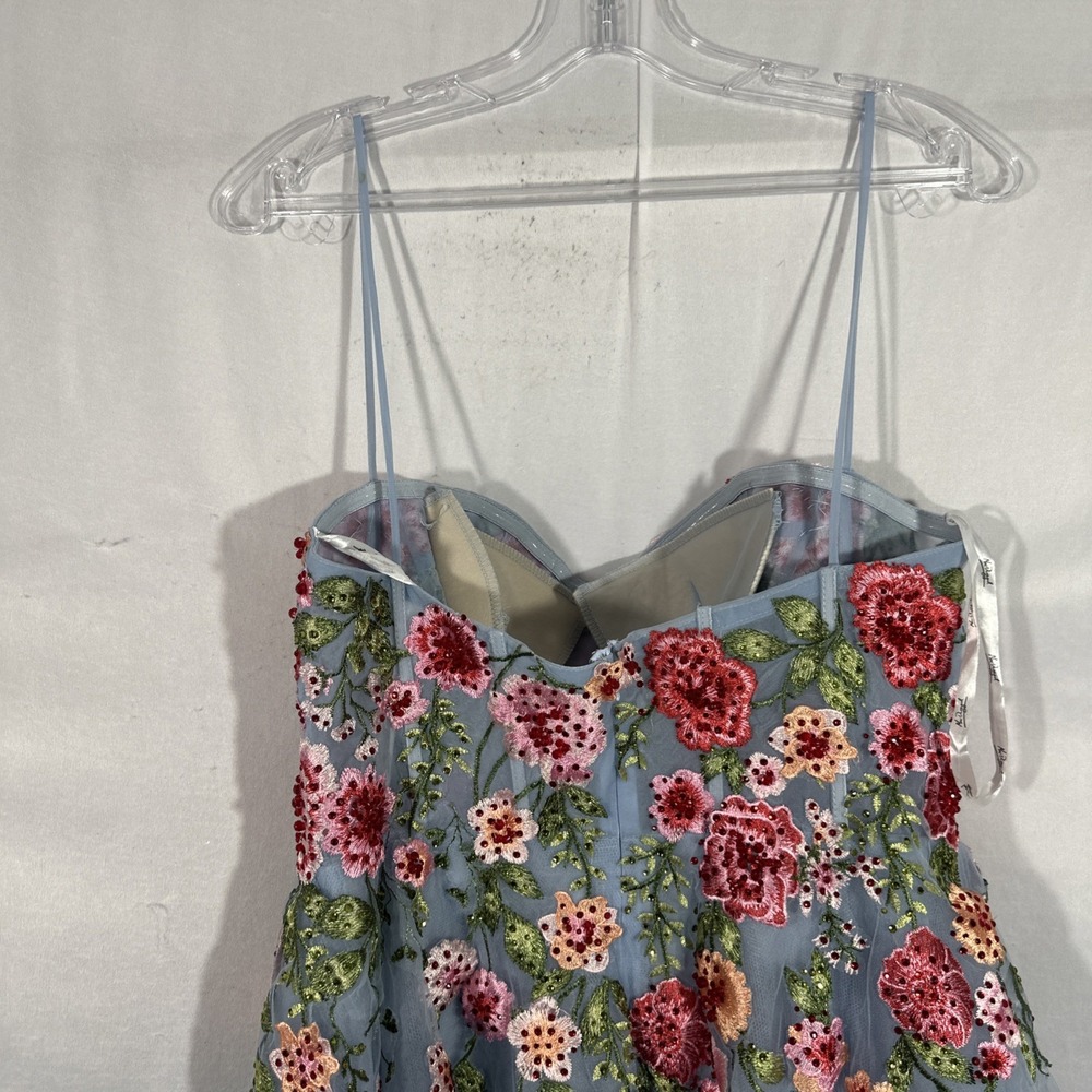 NWT MAC DUGGAL [‎ 10 ] 20651 Bustier Embroidered Floral A-Line Dress Blue J1803 - Picture 14 of 16